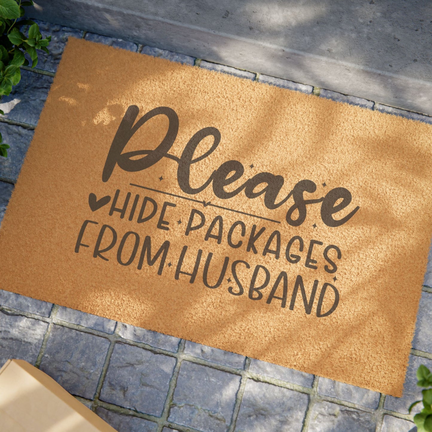 Doormat — "Please Hide Packages From Husband" Funny Welcome Mat