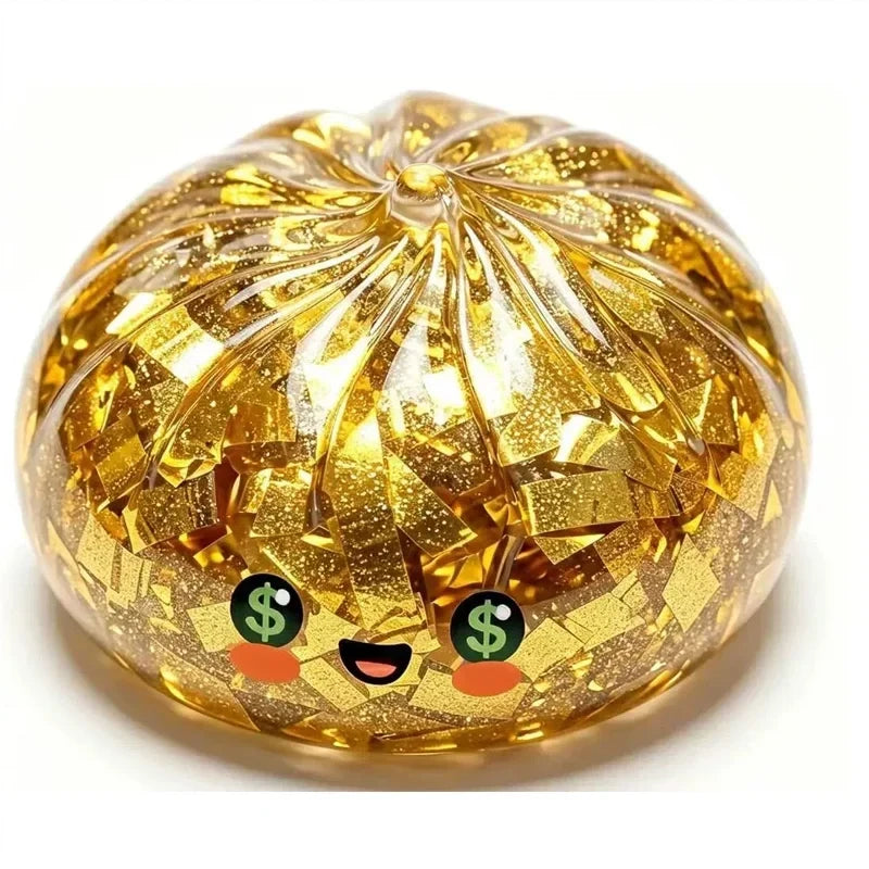2026 New Dumpling Squishies, Glitter Dumpling, Glitter Dumplings Squishy with Box, Dumplings Sensory Squeeze Toy for Stress Relief Stretchy Desk Toys （8.5cm）