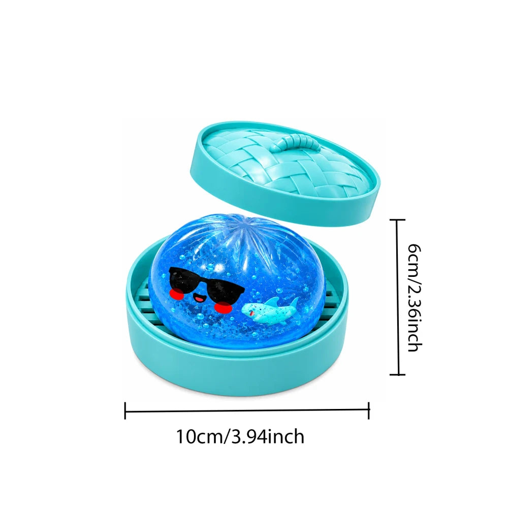 2026 New Dumpling Squishies, Glitter Dumpling, Glitter Dumplings Squishy with Box, Dumplings Sensory Squeeze Toy for Stress Relief Stretchy Desk Toys （8.5cm）