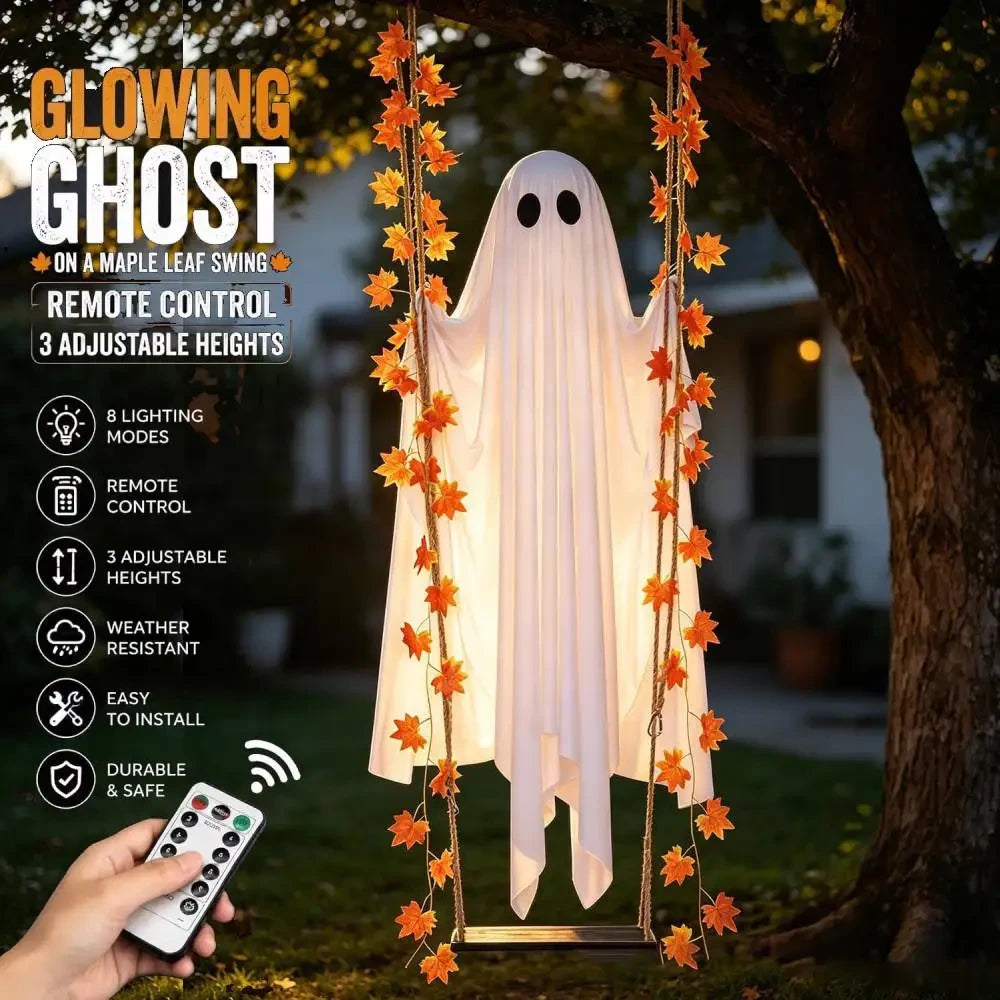 Hanging Light Up Halloween Ghost Swing