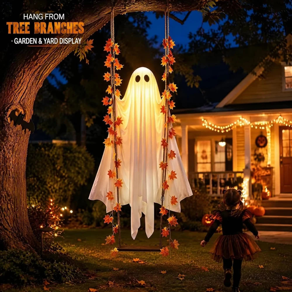 Hanging Light Up Halloween Ghost Swing