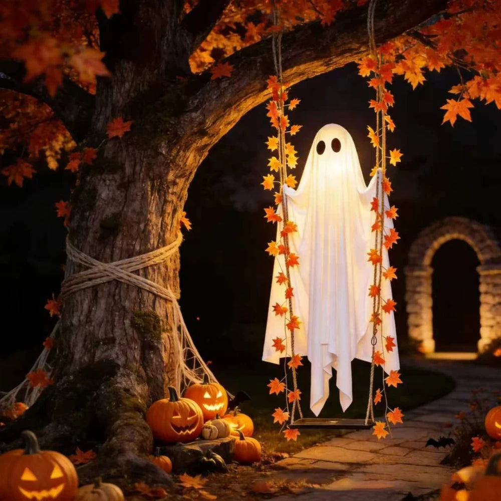 Hanging Light Up Halloween Ghost Swing