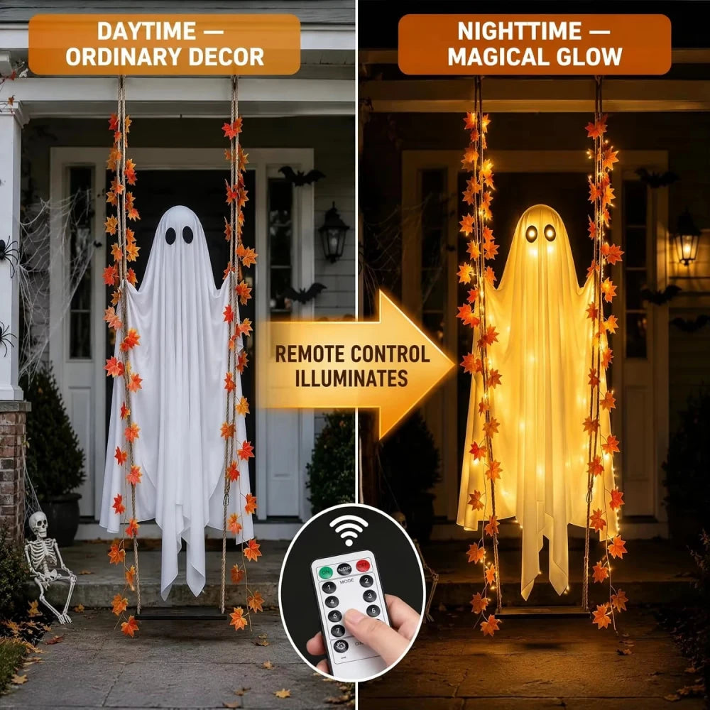 Hanging Light Up Halloween Ghost Swing