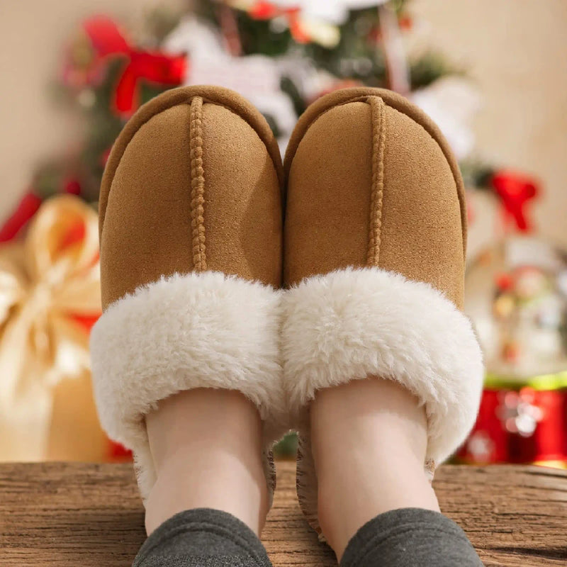 Women's Fuzzy Slippers Memory Foam Slippers Waterproof upper Autumn Winter House Shoes Indoor and Outdoor Slippers Trendy Fluffy Bedroom Slides  Short Plush Slippers Warm Walking Shoes