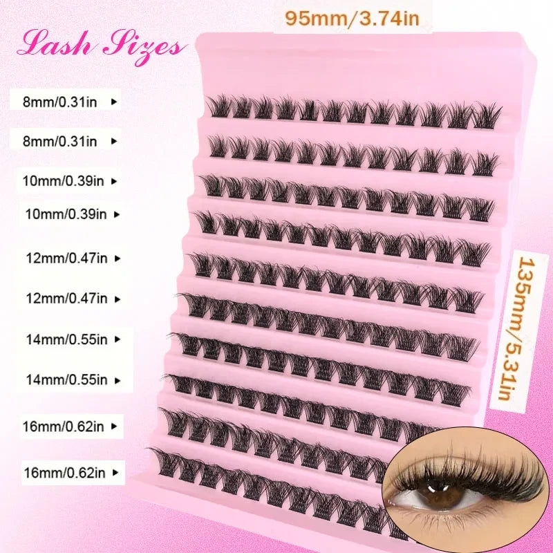 DIY Enchantress Cluster Lashes Kit - Lightweight Cosmetic False Eyelash Clusters, Soft Fluffy Extensions, Glue Remover, Tweezer, Beginner-Friendly for Adults' At-Home Lash Upgrade Eye Makeup