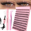 DIY Enchantress Cluster Lashes Kit - Lightweight Cosmetic False Eyelash Clusters, Soft Fluffy Extensions, Glue Remover, Tweezer, Beginner-Friendly for Adults' At-Home Lash Upgrade Eye Makeup
