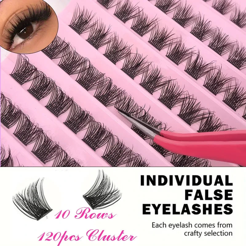 DIY Enchantress Cluster Lashes Kit - Lightweight Cosmetic False Eyelash Clusters, Soft Fluffy Extensions, Glue Remover, Tweezer, Beginner-Friendly for Adults' At-Home Lash Upgrade Eye Makeup