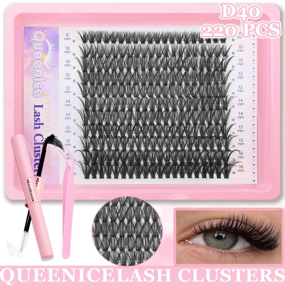 DIY Enchantress Cluster Lashes Kit - Lightweight Cosmetic False Eyelash Clusters, Soft Fluffy Extensions, Glue Remover, Tweezer, Beginner-Friendly for Adults' At-Home Lash Upgrade Eye Makeup