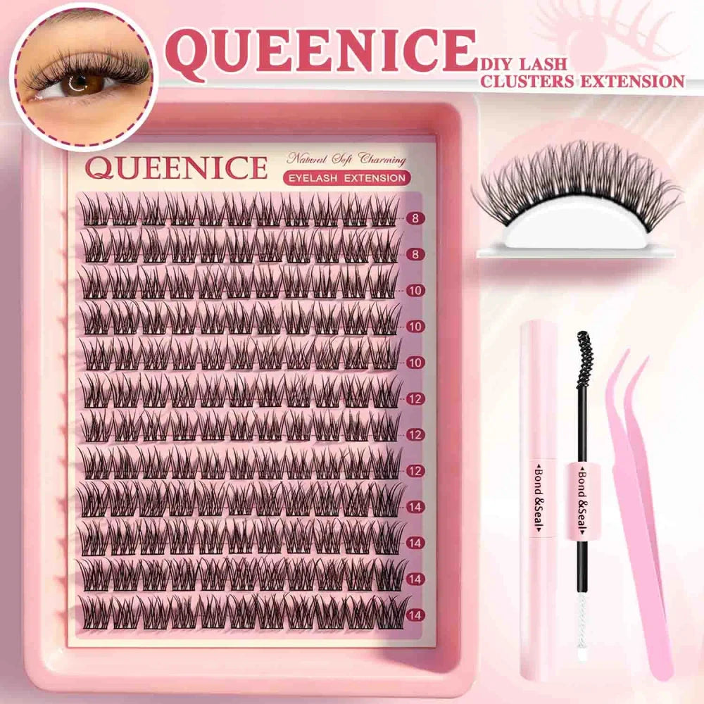 DIY Enchantress Cluster Lashes Kit - Lightweight Cosmetic False Eyelash Clusters, Soft Fluffy Extensions, Glue Remover, Tweezer, Beginner-Friendly for Adults' At-Home Lash Upgrade Eye Makeup