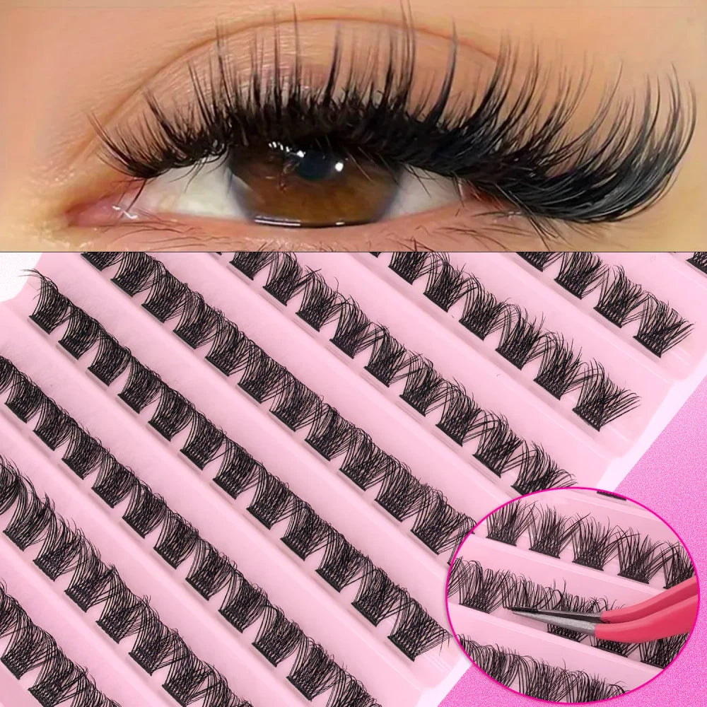 DIY Enchantress Cluster Lashes Kit - Lightweight Cosmetic False Eyelash Clusters, Soft Fluffy Extensions, Glue Remover, Tweezer, Beginner-Friendly for Adults' At-Home Lash Upgrade Eye Makeup