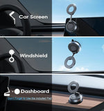 Fold-Flat Magnetic Car Phone Holder - Compact Metal Secure Smartphone Holder, 20N52 Magnetic Grip, Vertical Round Mount, Vacuum Suction Cup, Heat-Resistant Nano-Adhesive Base, MagSafe Snap on Vehicle Accessory for Car Interior, Secure Holder