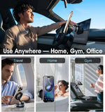 Fold-Flat Magnetic Car Phone Holder - Compact Metal Secure Smartphone Holder, 20N52 Magnetic Grip, Vertical Round Mount, Vacuum Suction Cup, Heat-Resistant Nano-Adhesive Base, MagSafe Snap on Vehicle Accessory for Car Interior, Secure Holder