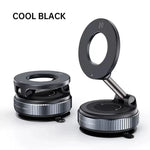 Fold-Flat Magnetic Car Phone Holder - Compact Metal Secure Smartphone Holder, 20N52 Magnetic Grip, Vertical Round Mount, Vacuum Suction Cup, Heat-Resistant Nano-Adhesive Base, MagSafe Snap on Vehicle Accessory for Car Interior, Secure Holder