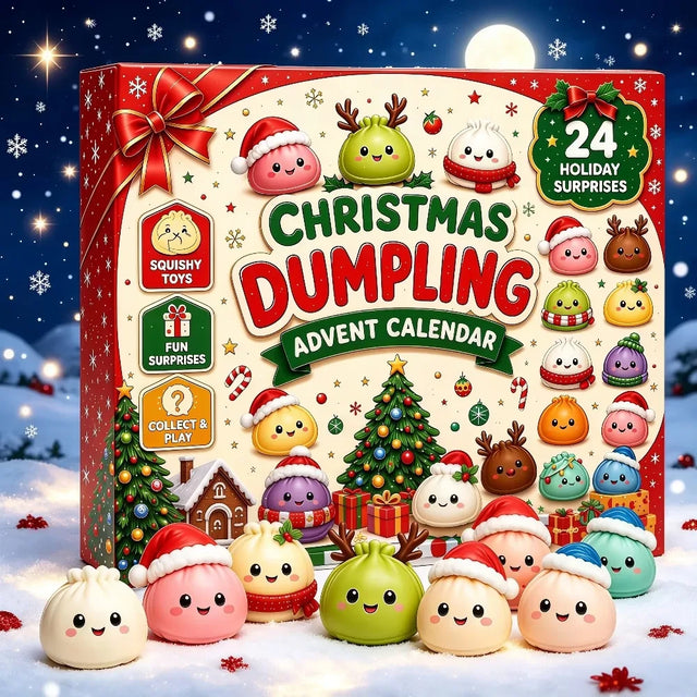 2026 Christmas Mini Squishies Advent Calendar - 24-Day Dumpling Squishies Countdown Play Set with Glitter Squeeze Toys, Squishy Box Set Kids Toys, Cool Gifts for Kids Squishy Dumplings Squishies Squishy Kit