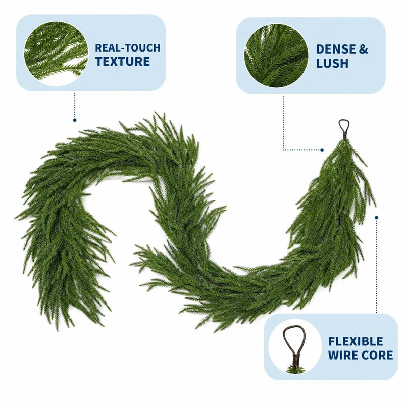 Artificial Norfolk Pine Christmas Garland