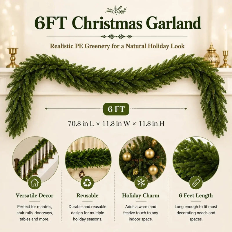 Artificial Norfolk Pine Christmas Garland
