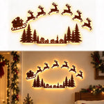 Wooden Glowing Santa Reindeer Wall Sticker