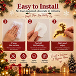 Wooden Glowing Santa Reindeer Wall Sticker