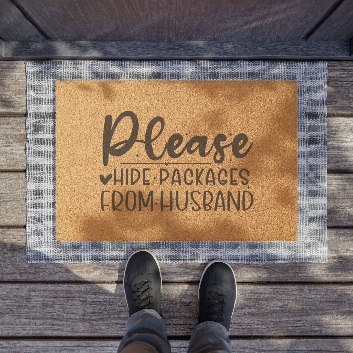 Doormat — "Please Hide Packages From Husband" Funny Welcome Mat